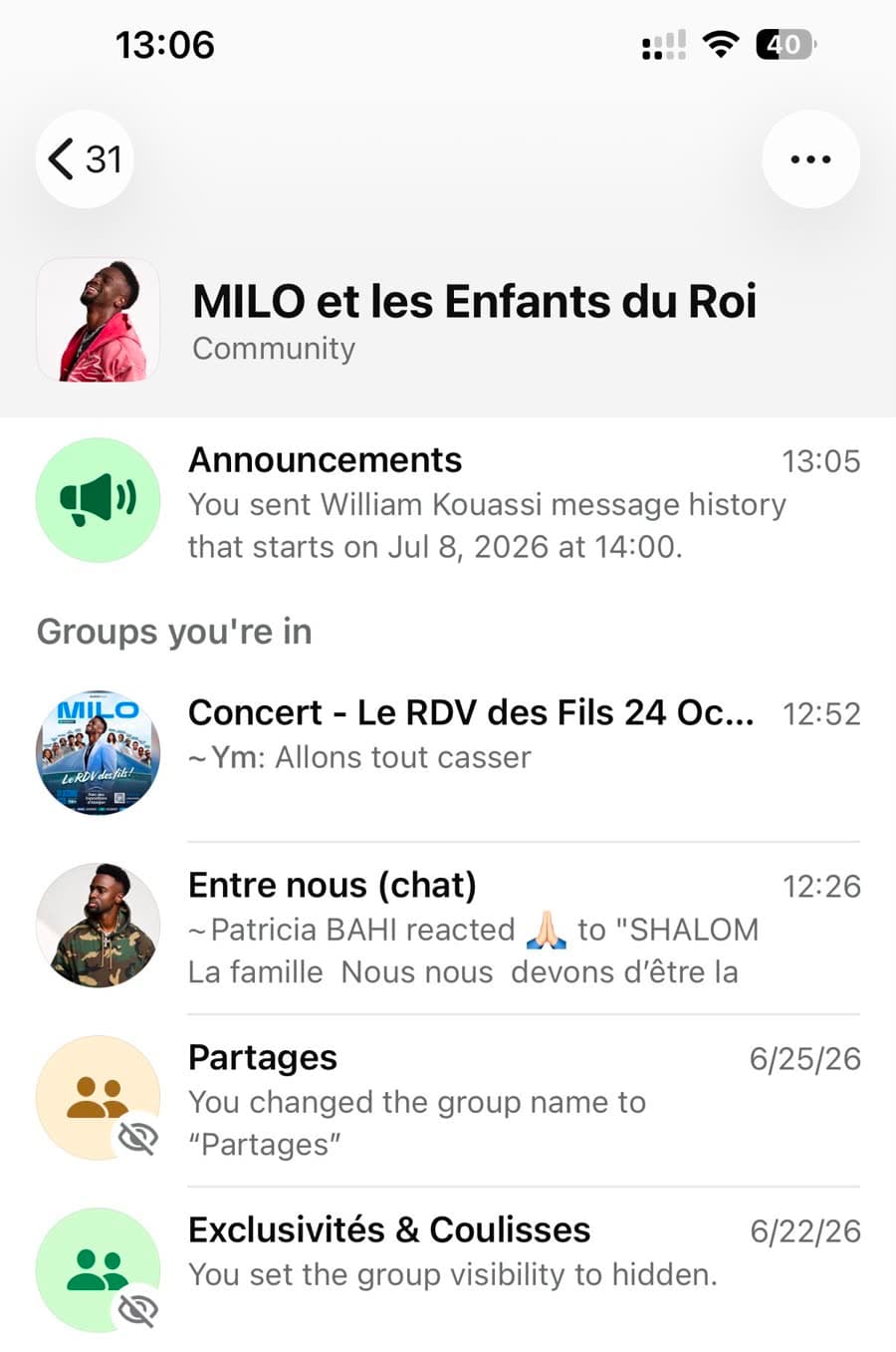 Aperçu de la communauté WhatsApp « MILO et les Enfants du Roi »